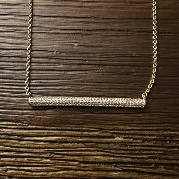 Express Rose Gold Tone Crystal Bar Necklace - Picture 2 of 10